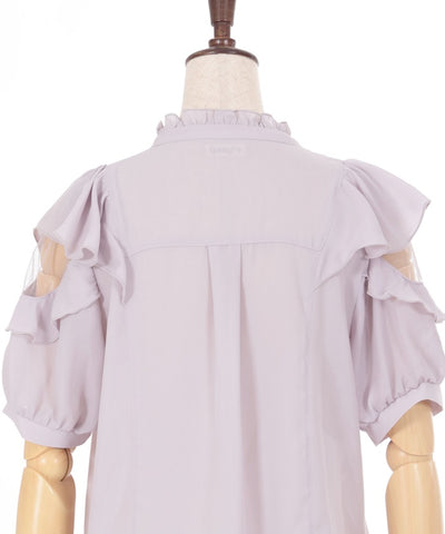 Open Shoulder Style Ribbon Blouse