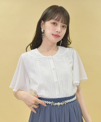 Lace Sailor Embroidery Blouse