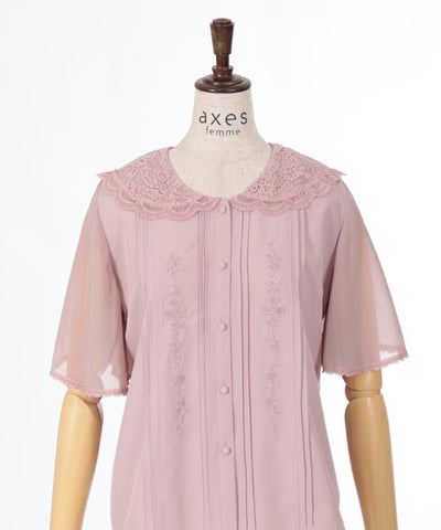 Lace Sailor Embroidery Blouse