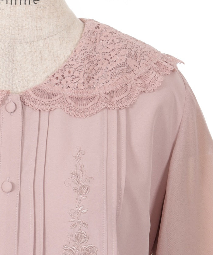 Lace Sailor Embroidery Blouse