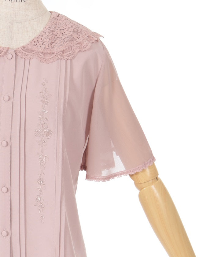 Lace Sailor Embroidery Blouse