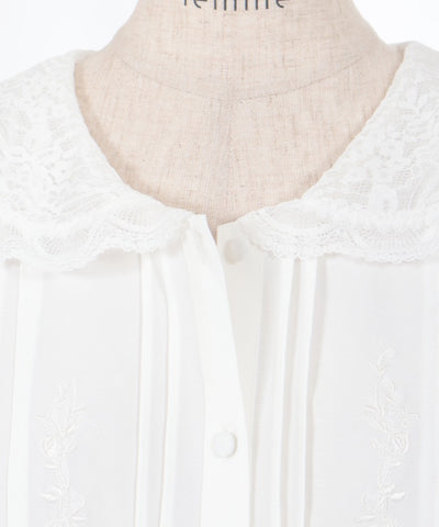 Lace Sailor Embroidery Blouse