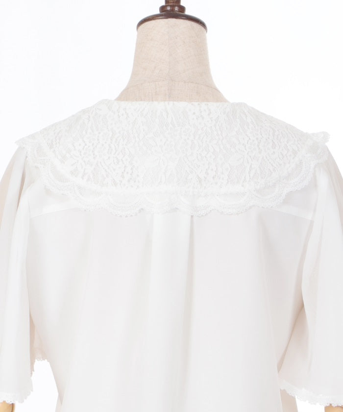 Lace Sailor Embroidery Blouse