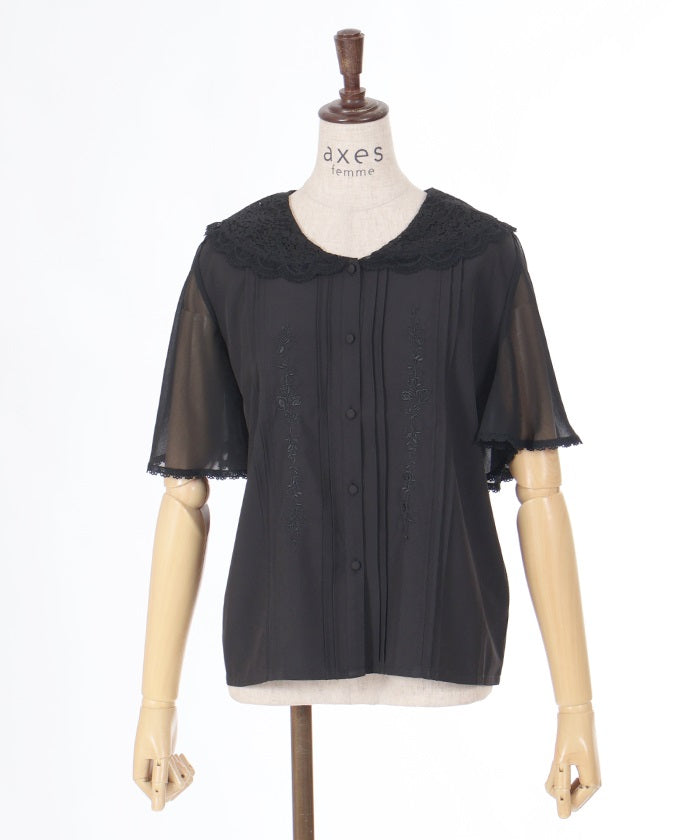 Lace Sailor Embroidery Blouse – axes femme from JAPAN