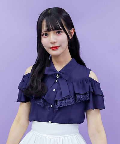 Marine Charm Ribbon Blouse