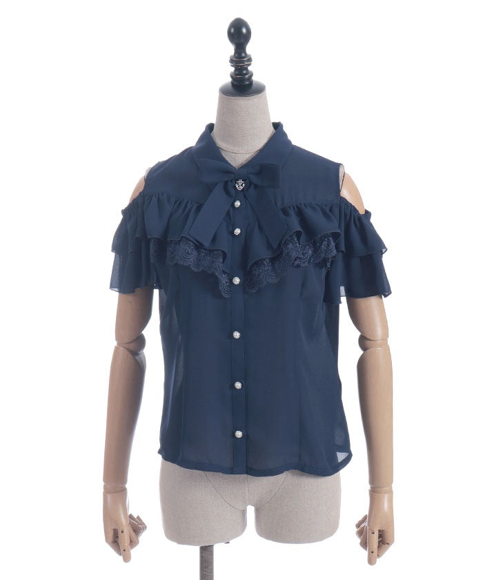 Marine Charm Ribbon Blouse