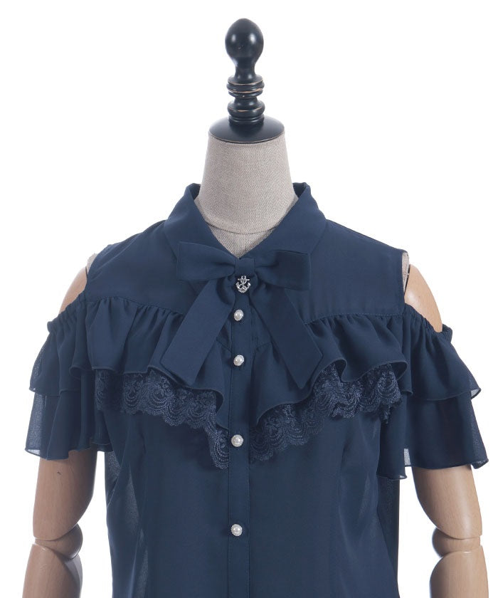 Marine Charm Ribbon Blouse