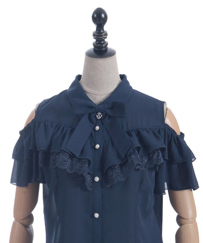 Marine Charm Ribbon Blouse