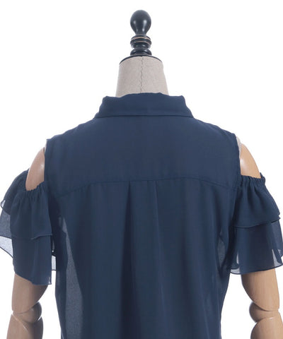 Marine Charm Ribbon Blouse