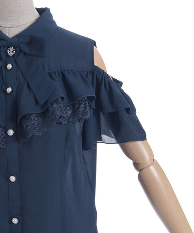 Marine Charm Ribbon Blouse