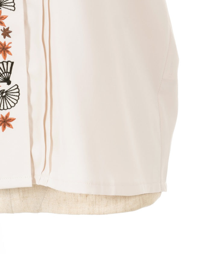 Folding Fan & Autumn Leaves Embroidery Sailor Blouse