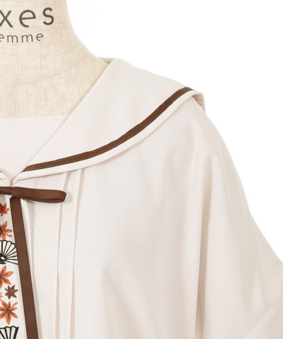 Folding Fan & Autumn Leaves Embroidery Sailor Blouse