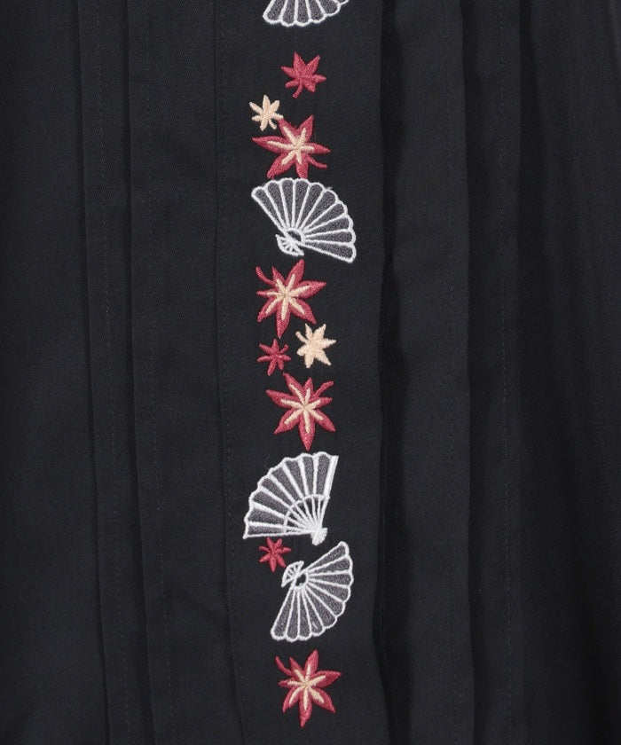 Folding Fan & Autumn Leaves Embroidery Sailor Blouse