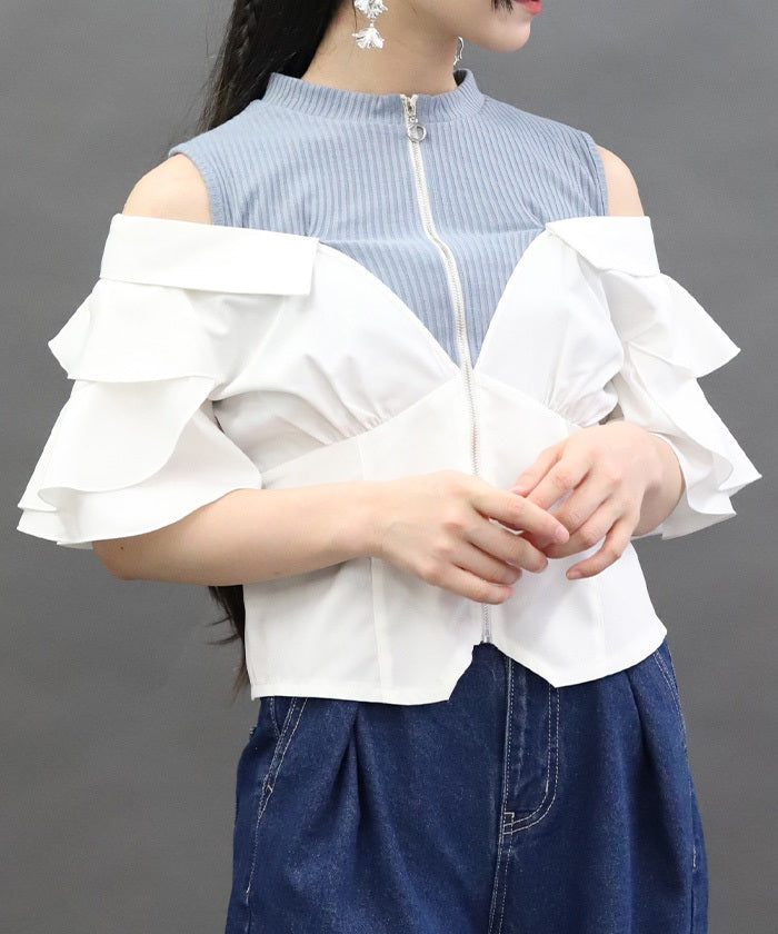 Layered Flare Sleeve Shirt