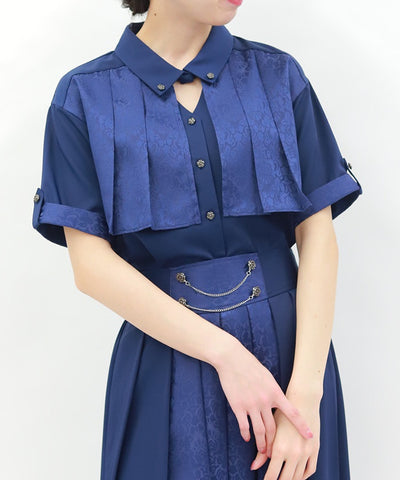 Jacquard & Pleated Blouse