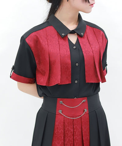 Jacquard & Pleated Blouse
