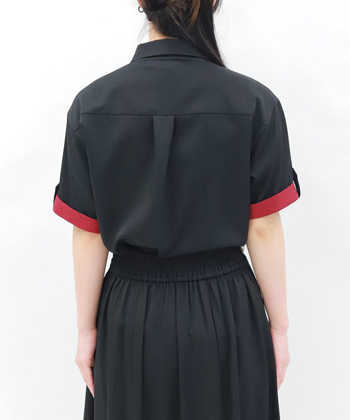 Jacquard & Pleated Blouse