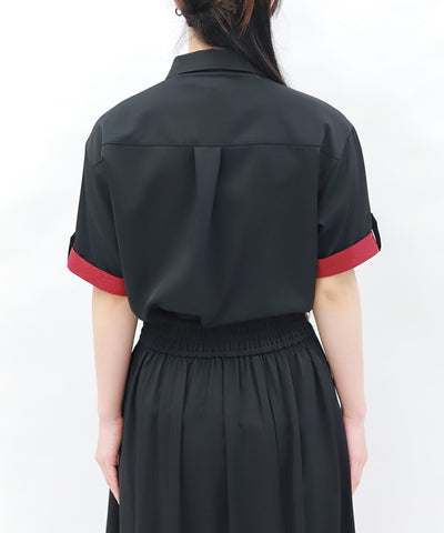Jacquard & Pleated Blouse