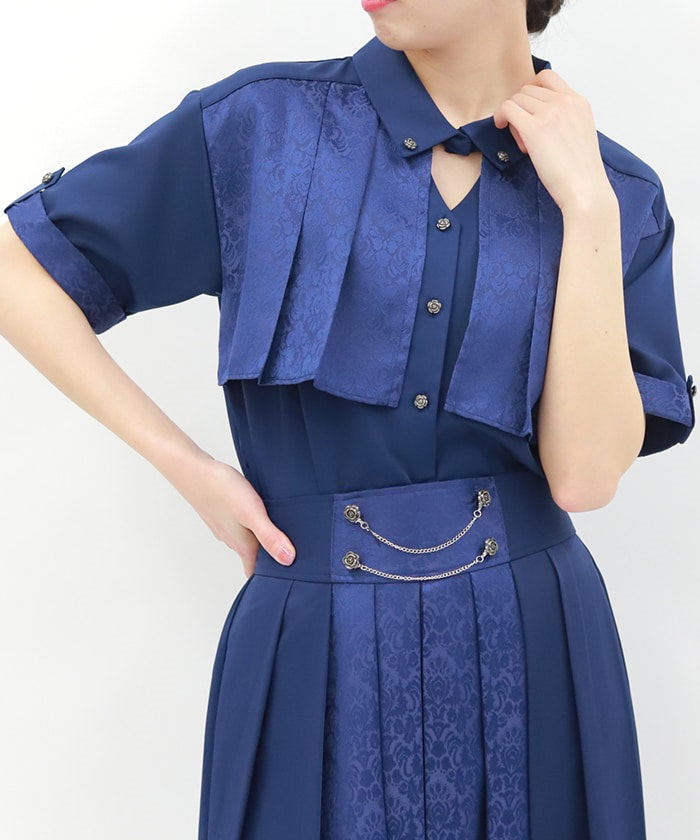 Jacquard & Pleated Blouse