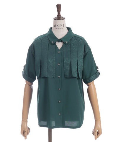 Jacquard & Pleated Blouse