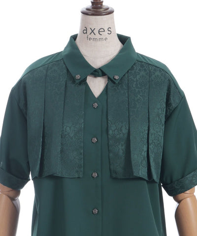 Jacquard & Pleated Blouse
