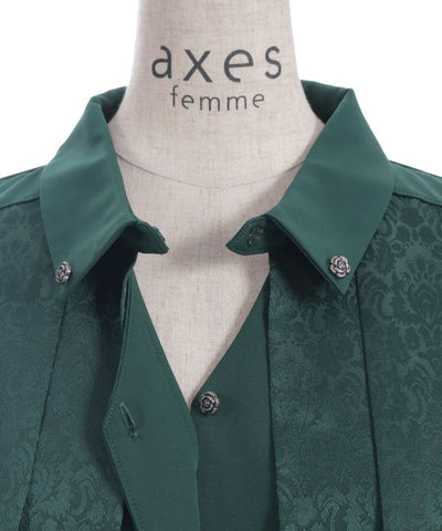 Jacquard & Pleated Blouse