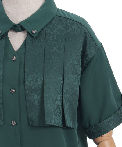 Jacquard & Pleated Blouse