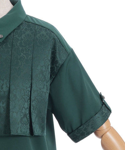 Jacquard & Pleated Blouse
