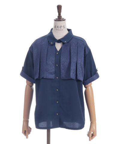 Jacquard & Pleated Blouse
