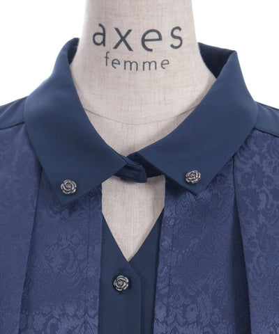 Jacquard & Pleated Blouse