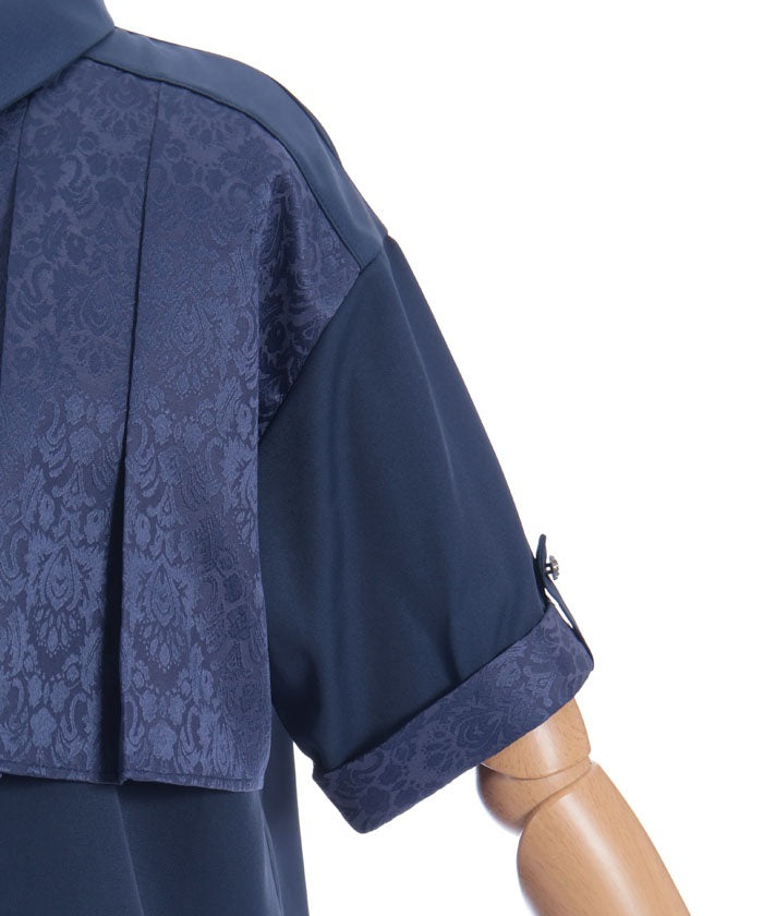Jacquard & Pleated Blouse