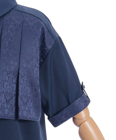 Jacquard & Pleated Blouse