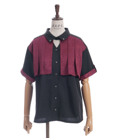Jacquard & Pleated Blouse