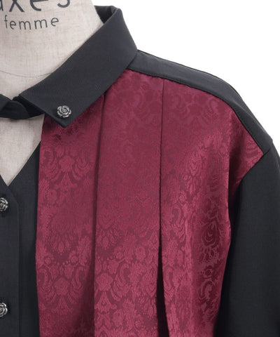 Jacquard & Pleated Blouse