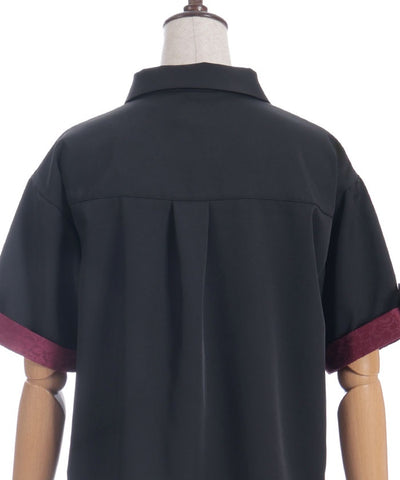 Jacquard & Pleated Blouse
