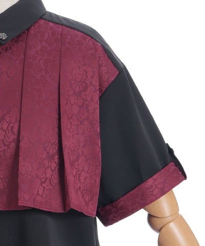 Jacquard & Pleated Blouse
