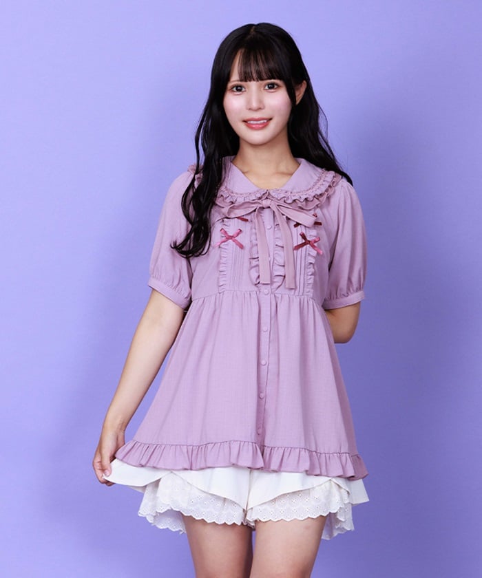 Topping Ribbon Long Blouse