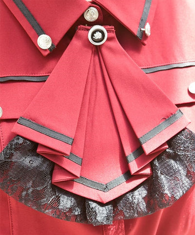 Frill Jabot Color Scheme Line Blouse