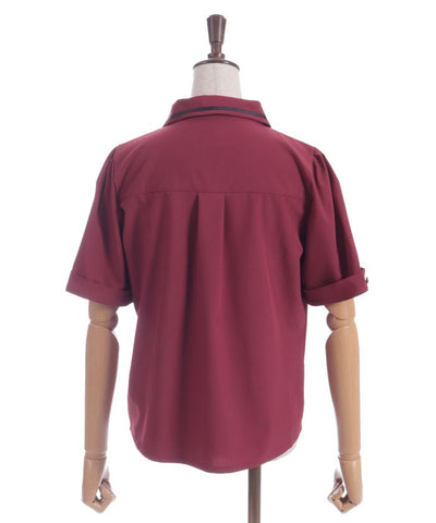 Frill Jabot Color Scheme Line Blouse