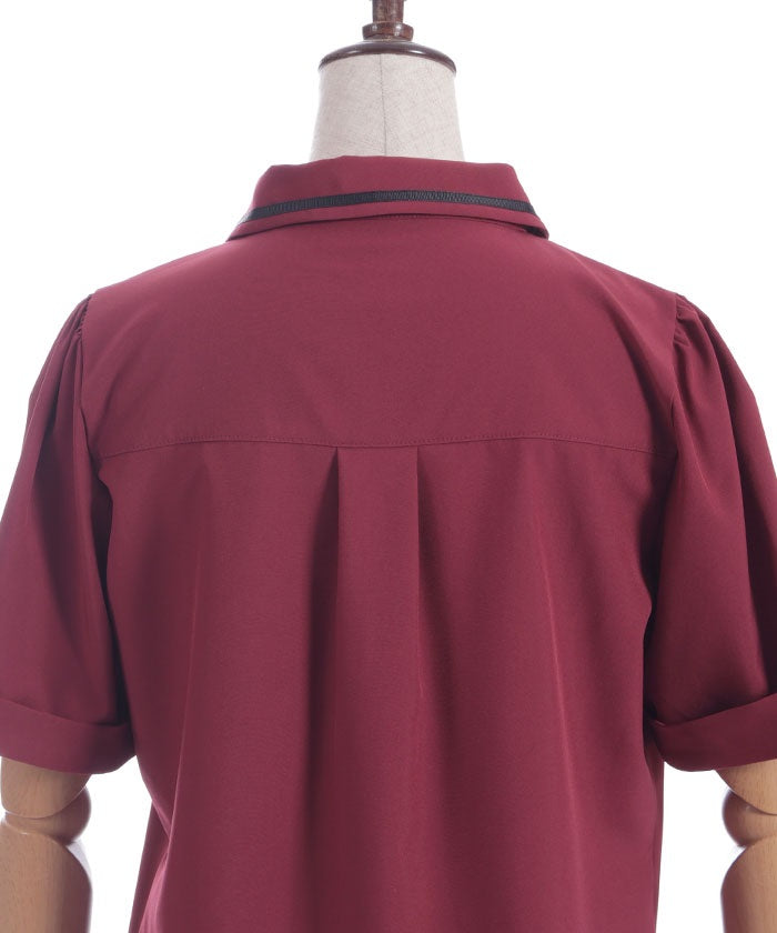 Frill Jabot Color Scheme Line Blouse
