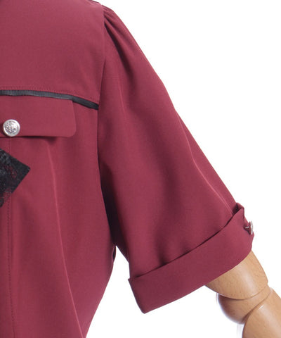 Frill Jabot Color Scheme Line Blouse
