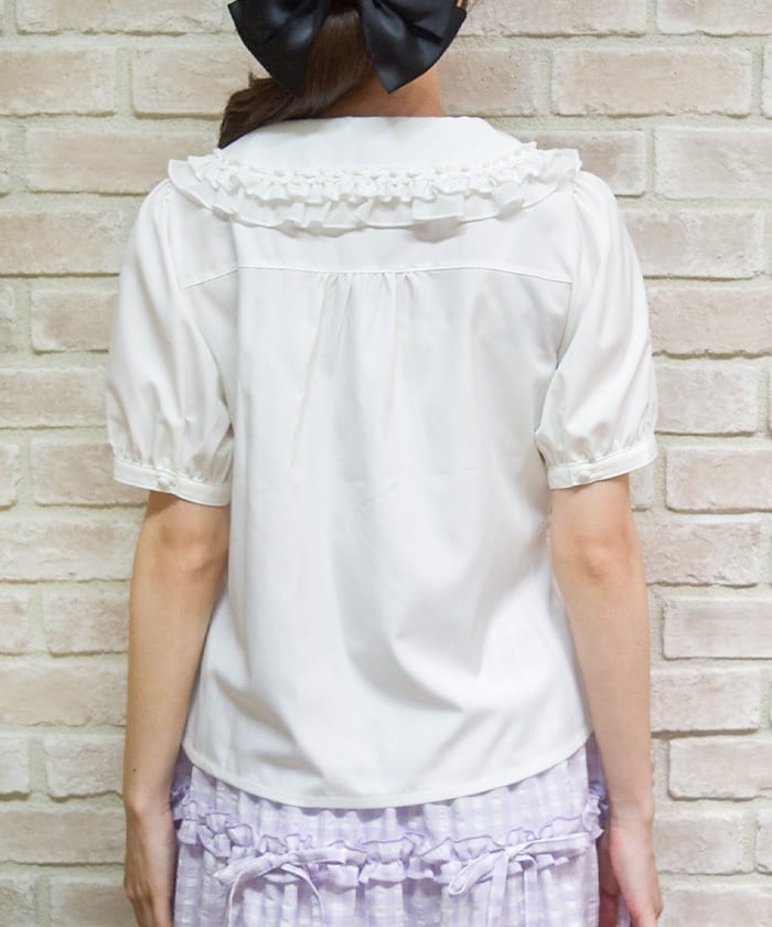 Ribbon Frill Short Sleeve Blouse