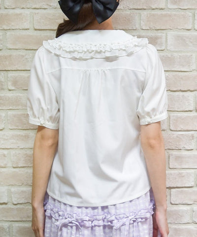 Ribbon Frill Short Sleeve Blouse