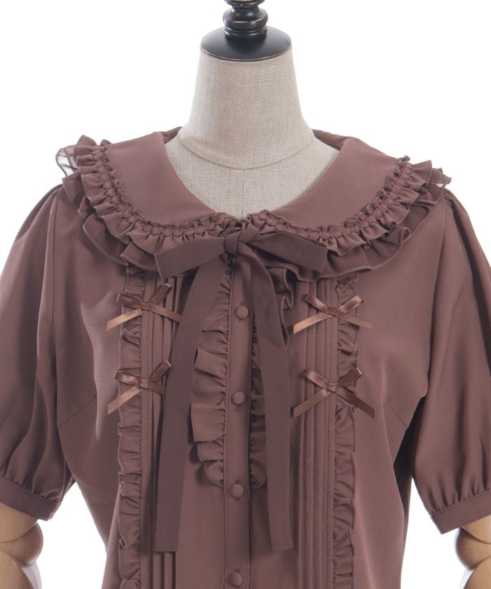 Ribbon Frill Short Sleeve Blouse