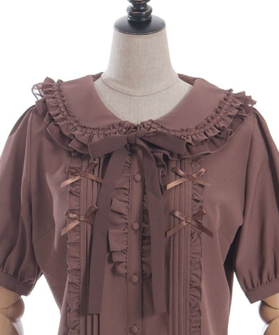 Ribbon Frill Short Sleeve Blouse