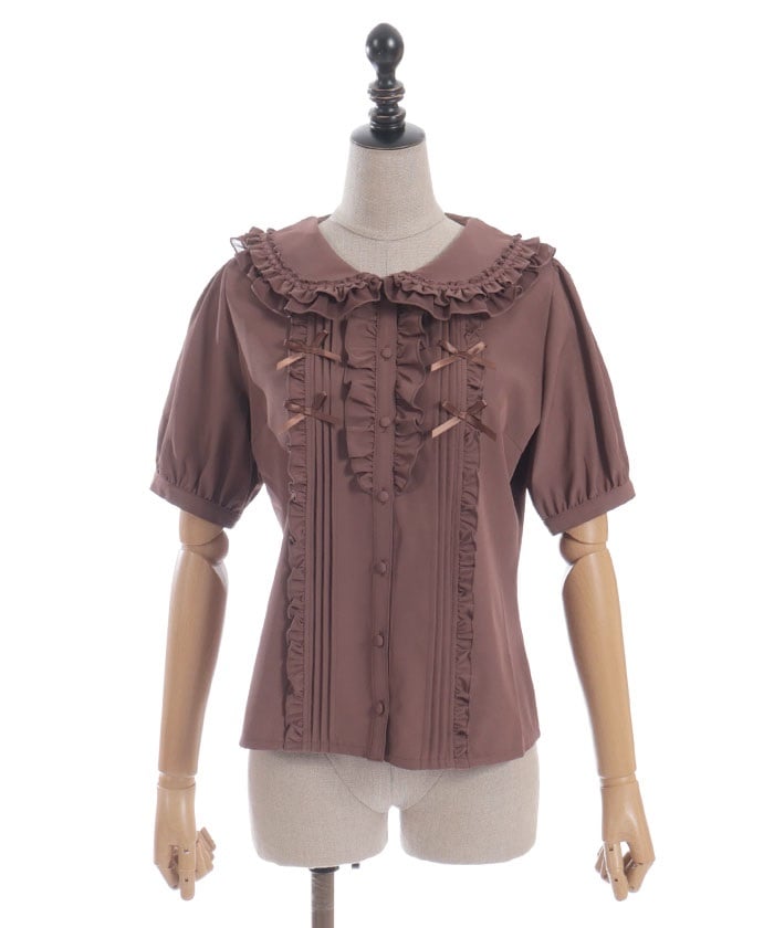 Ribbon Frill Short Sleeve Blouse