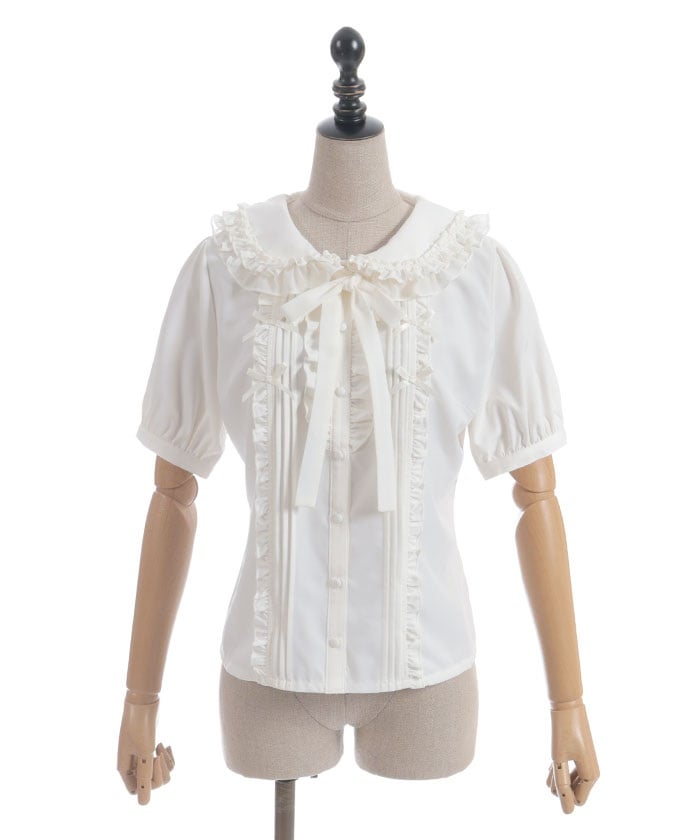 Ribbon Frill Short Sleeve Blouse