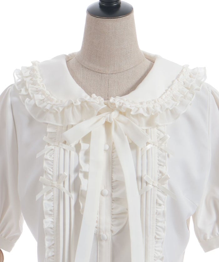 Ribbon Frill Short Sleeve Blouse