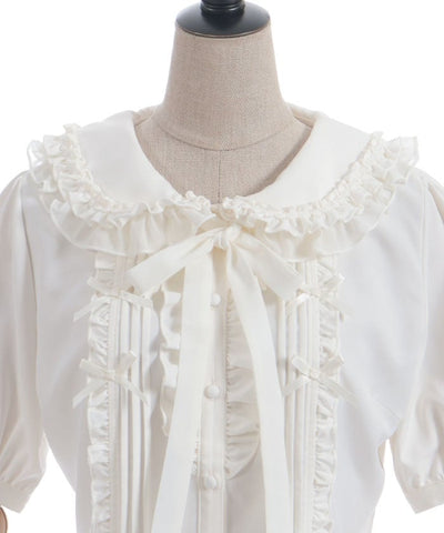 Ribbon Frill Short Sleeve Blouse