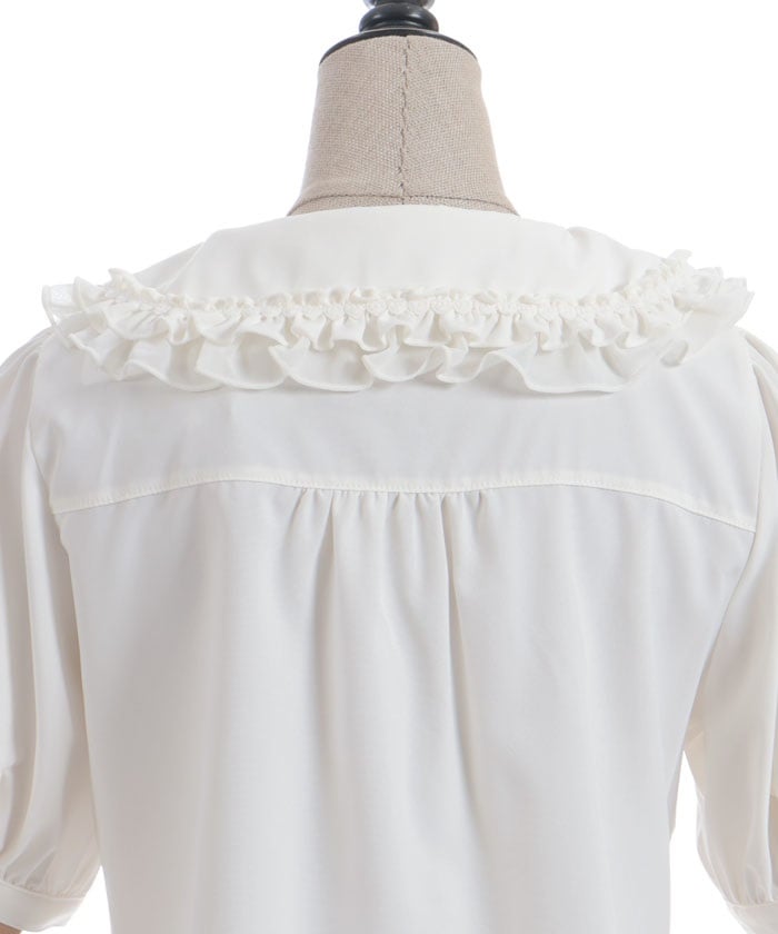 Ribbon Frill Short Sleeve Blouse